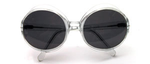 Original 70s sunglasses in acetate crystal, large round oval shape with gray mineral lenses
