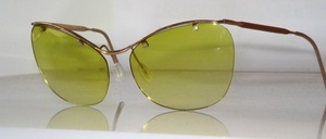 Echte 50er Jahre Sonnenbrille, randlos mit goldenem Oberbalken