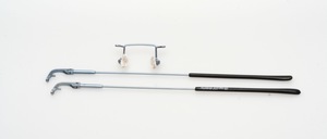 A rimless 4-hole drill set with long brackets with flexible hinges and nose pads, coated in nickel-free electroplating