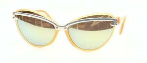 A handmade acetate frame with an upper aluminum bar in butterfly shape