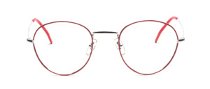 Timeless classic panto frame in silver with red glass rim