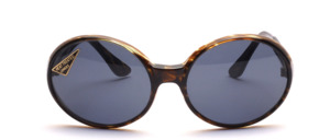 Large, oval vintage sunglasses made of acetate in Olive Havana with gray mineral lenses