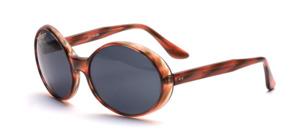 Large oval vintage acetate sunglasses in Havana with gray mineral lenses