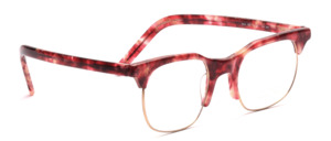 Modern combination frame for men by Valentino Toscani with black metal frame with reddish patterned acetate trim and straps