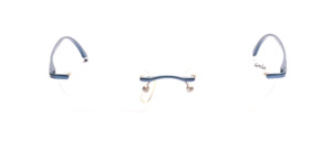 Rimless 4 hole drill set in blue with flexible hinge from Gala