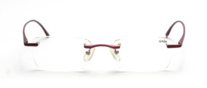 Rimless 4 hole drill set in wine red with flexible hinge from Gala