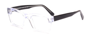 Trendy retro 60s acetate frame with flexible hinge in transparent with black temples