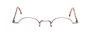 Semi-rimless Nylor metal frame in antique silver with flexible hinges and acetate-plated temples
