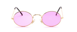 Oval metallic glasses by Kappa in gold with engravings and pink discs