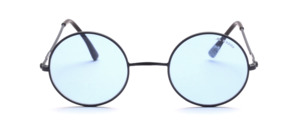 Round W-bridge metal frame by Kappa in dark blue with blue discs