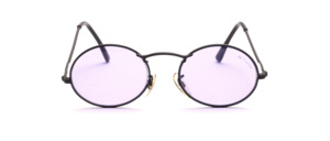 A high-quality oval, almost round metal sunglasses with nose pads and locking blocks for changing glasses