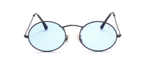 A high-quality oval, almost round metal sunglasses with nose pads and locking blocks for changing glasses