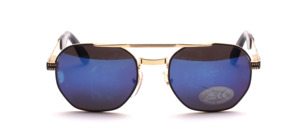 A chic mens metal sunglasses with flexible hinges <br />
Made in Italy by KAPPA <br />
Color: Shiny gold, with black glass edges and black temples