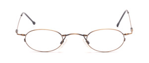 Federleichte, flach ovale Edelstahl Brillenfassung in Antikgold