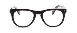 Trendy retro 60s glasses frame for men in black on a transparent background
