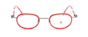 Neostyle comby frame in matt silver with red acetate inner edge