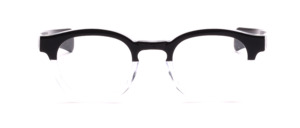 Transparent acetate frame with black top and black straight temple straps