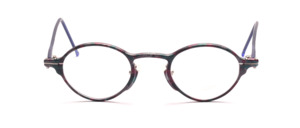 Green and purple patterned aluminum panto frame with black acetate straps