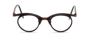 Designer frame by Valentino Toscani in antique gold with black patterned acetate frame