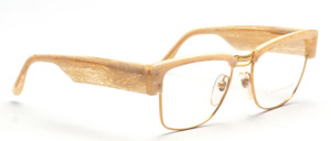 Great goggles by Augusto Valentini from the 90s in gold metal with a beige acetate frame at the top and wide acetate arms