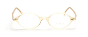Oval acetate eyeglass frame in matt champagne with 2 silver studs on the front