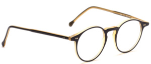 Classic mens Frame of Braun Classics with keyhole bridge with a honey-colored inside and a black outside