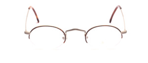Oval half-rim goggles in light gray with brown glass rim and circling
