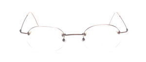 Oval, delicate, lightweight semi-rim glasses in dark brown stainless steel