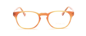 Acetate frame in honey color with keyhole bridge and flex hinge by Braun Classics