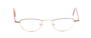 Golden stainless steel frame, suitable as reading glasses, with brown-coated straps