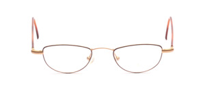 Matt golden stainless steel frame, suitable as reading glasses, with brown glass rim and brown-coated temples