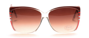Great oversize sunglasses in transparent with brown-red decor and brown temples