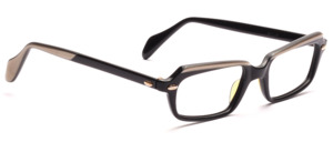Black 1960s acetate frame with silver accents on the front and on the temples