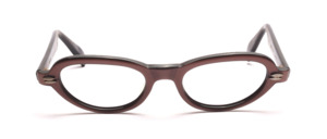 Sixties acetate frame, black inside, brown outside with gold studs