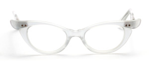 Classic vintage cat eye frame in silver white from the 50s with a beautiful curved upper beam