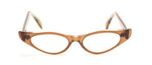 Flache 50er Jahre Brillenfassung in Transparent Braun, für Damen, mit ausgestellten Seiten