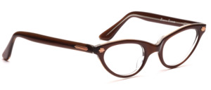 50s Frame in dark brown with gold studs on the front and on the temples