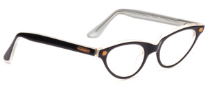 1950s vintage frame in transparent with an outside in black, in between a thin white layer