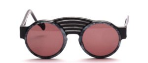 Extravagant, round Vintage Acetate Sunglasses with a wide nose in a fan-shaped arch