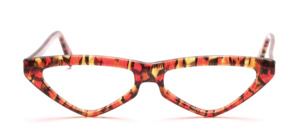 Vintage Cat Eye Frame in Transparent Red, Black and Yellow Patterned