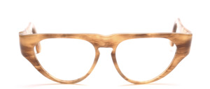 Solid vintage mens acetate eyeglass frame with wide temples and a keyhole nose bridge