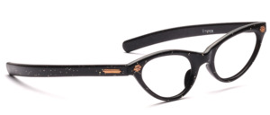 1950s vintage cat eye glasses in black with silver tinsel in acetate