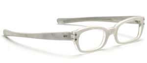 1960s acetate frame with straight temple straps in transparent with pearly white surface