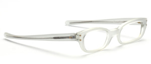 Sixties acetate frame with straight temples in transparent with a silvery surface