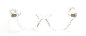 Crystal clear Cat Eye glasses with silver studs on the front and on the temples