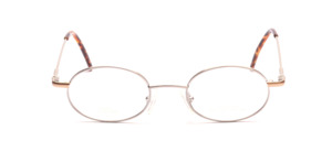 Kleine matt silberfarbene Brille für Kinder mit matt goldenen Backen und mit Flexscharnier