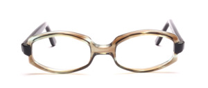 60s Ladies' Frame in smoky olive-green transparent with black temples