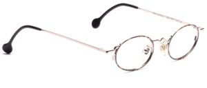 Small pretty stainless steel frame in silver with a colorful patterned glass rim