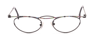 Feminine metal frame in black with colorful patterned top bar and ironing