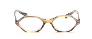 Ladies frame from the 60s in transparent olive-blue patterned with ample rhinestone at the middle part
